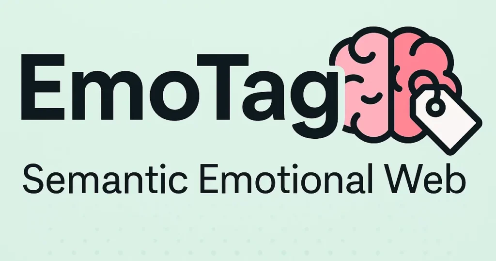 immagine del nuovo tag EmoTag con affianco un cervello ed una etichetta, tutto a fumetto
